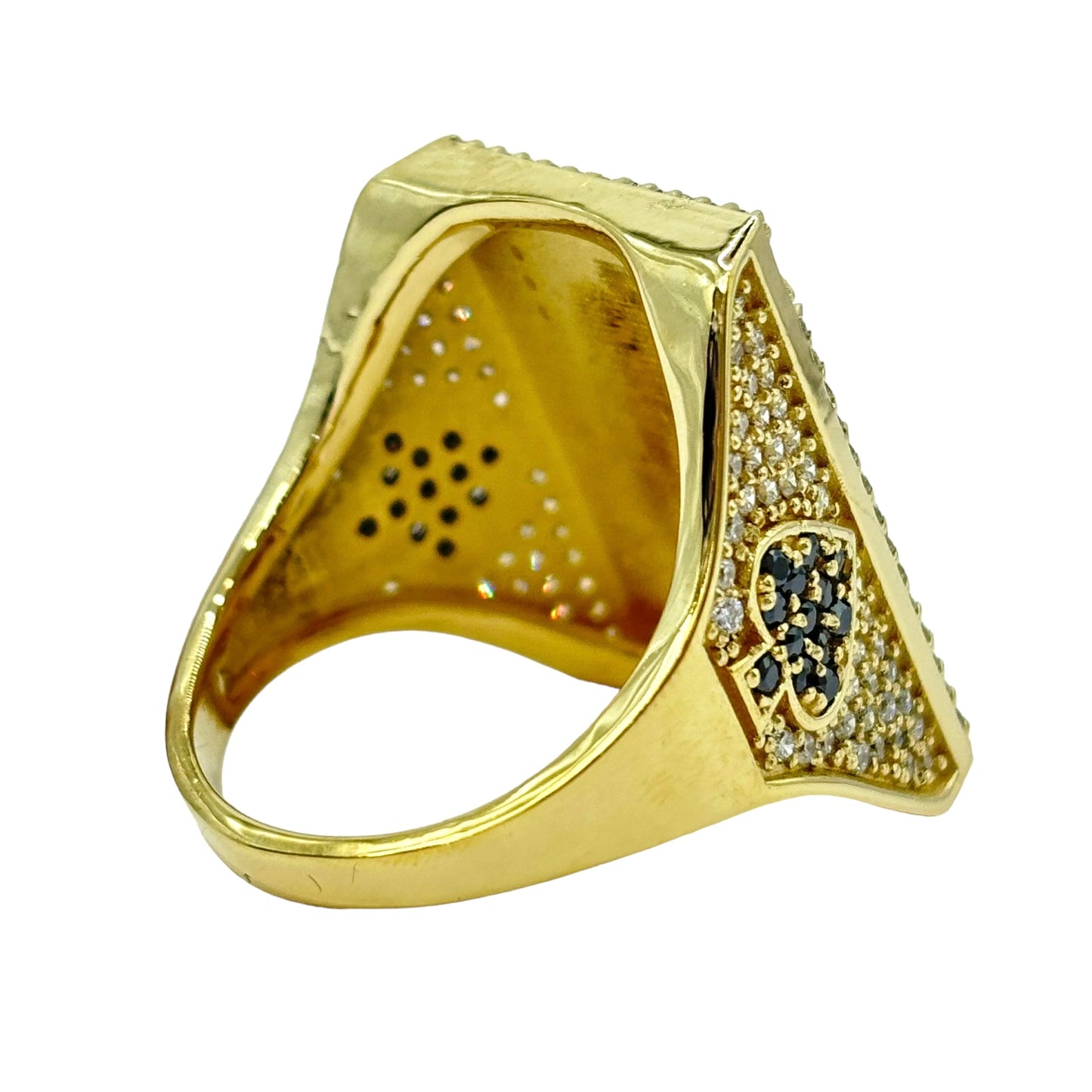 14KT GOLD ACE OF SPADE GAMBLER RING 6CT VVS-1 DIAMONDS