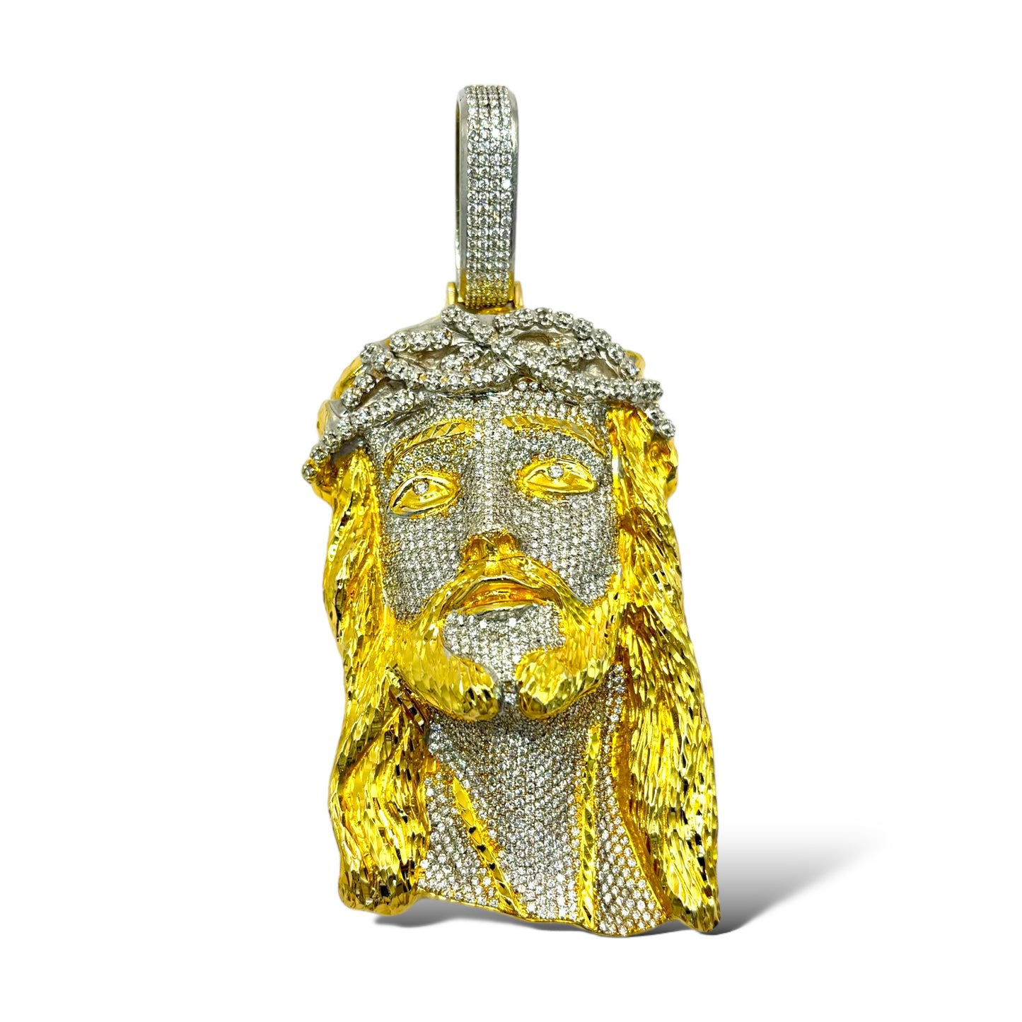 JUMBO DIAMOND JESUS PIECE PENDANT 13.75 CTW