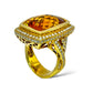 1/1 ESTATE 18KT YELLOW GOLD 18.00 CTW NATURAL CITRINE 1.10 CTW DIAMOND RING