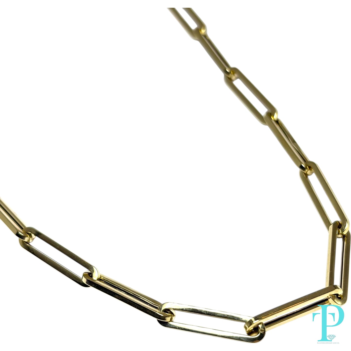 5MM 14KT HOLLOW YELLOW GOLD PAPER CLIP LINK CHAIN 6.00g 20”
