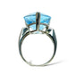 1/1 ESTATE 18KT WHITE GOLD 20.00 CTW NATURAL BLUE TOPAZ 1.00 CTW DIAMOND RING