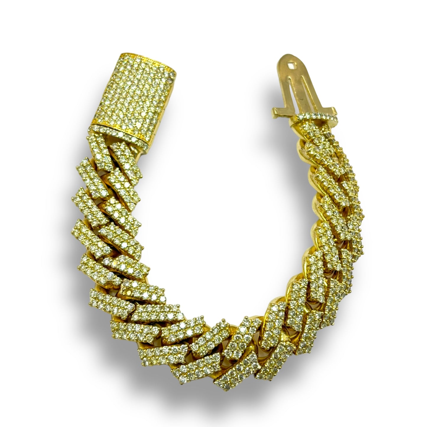 19MM 10KT YELLOW GOLD DIAMOND MIAMI CUBAN LINK BRACELET 17.50 CTW