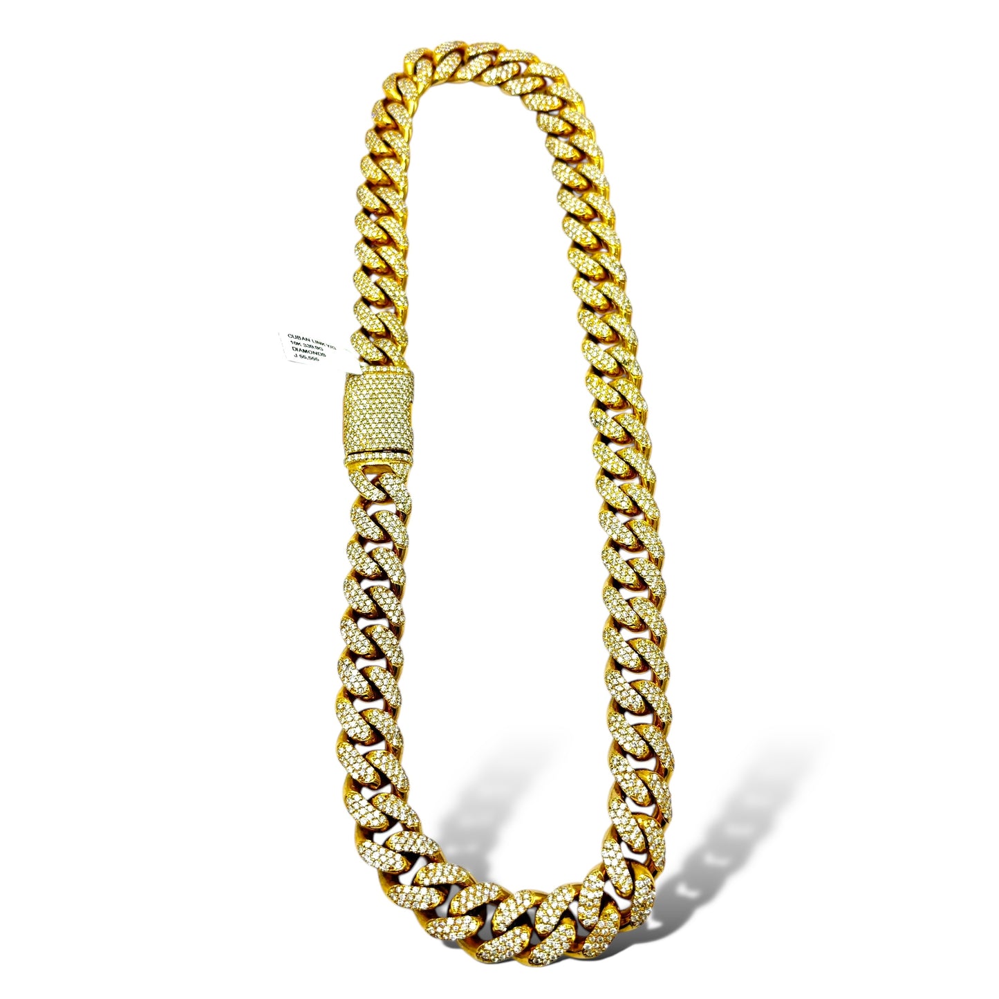 14KT YELLOW GOLD 340G 22” 38.6CTW VVS-1 DIAMOND MIAMI CUBAN LINK CHAIN 19MM