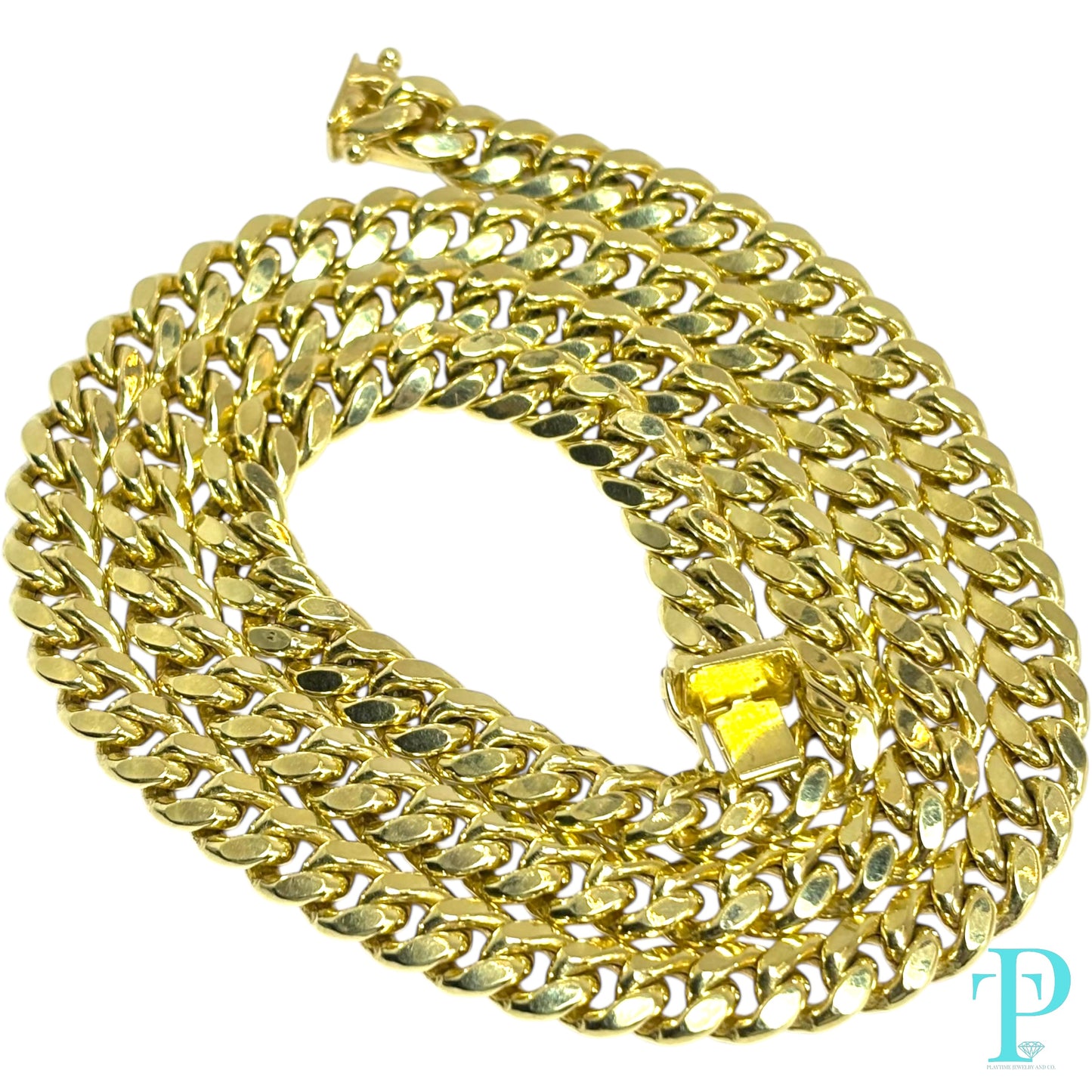 7.5MM 10KT HOLLOW YELLOW GOLD MIAMI CUBAN LINK CHAIN 24” 36.77g
