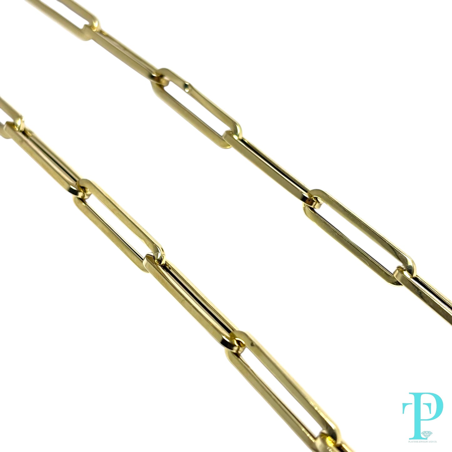 5MM 14KT HOLLOW YELLOW GOLD PAPER CLIP LINK CHAIN 6.00g 20”