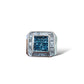 14KT BAGUETTE AND BLUE DIAMOND SQUARE TOP RING 2.60CTW