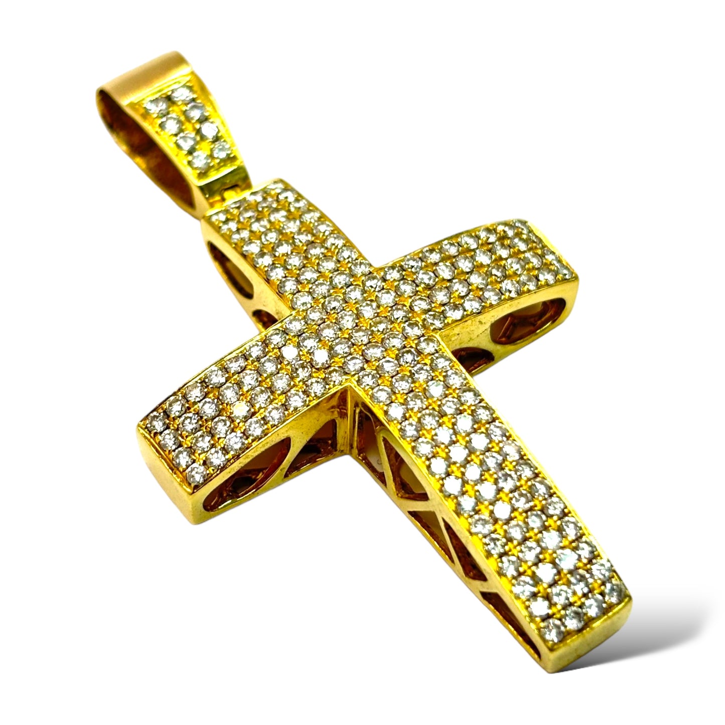 18KT YELLOW GOLD DIAMOND CROSS PENDANT 2.55 CT