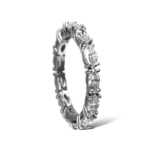 14KT WHITE GOLD MARQUEE-CUT DIAMOND ETERNITY RING 1.50 CTW