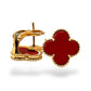 14KT GOLD CLOVER EARRINGS RED CORAL ROSE GOLD