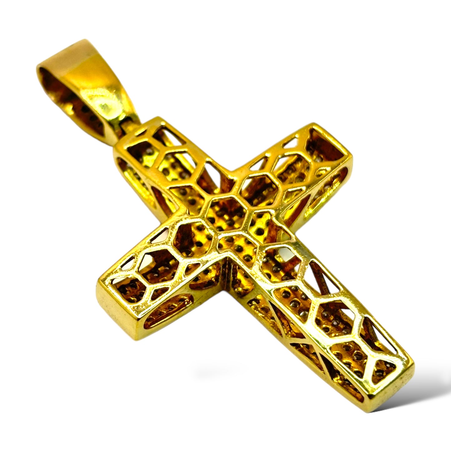 18KT YELLOW GOLD DIAMOND CROSS PENDANT 2.55 CT