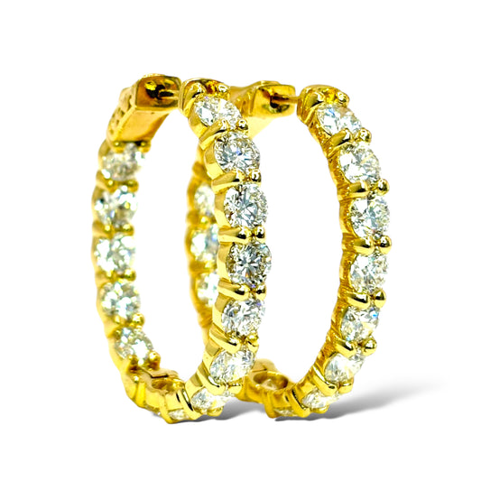 20Ptr 14KT YELLOW GOLD DIAMOND HOOPS 9.25CTW