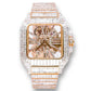 CARTIER SANTOS XL 41MM ROSE GOLD BAGUETTE “CHANDELIER” SKELETON FACE VVS-1 NATURAL DIAMOND BUSTDOWN WATCH