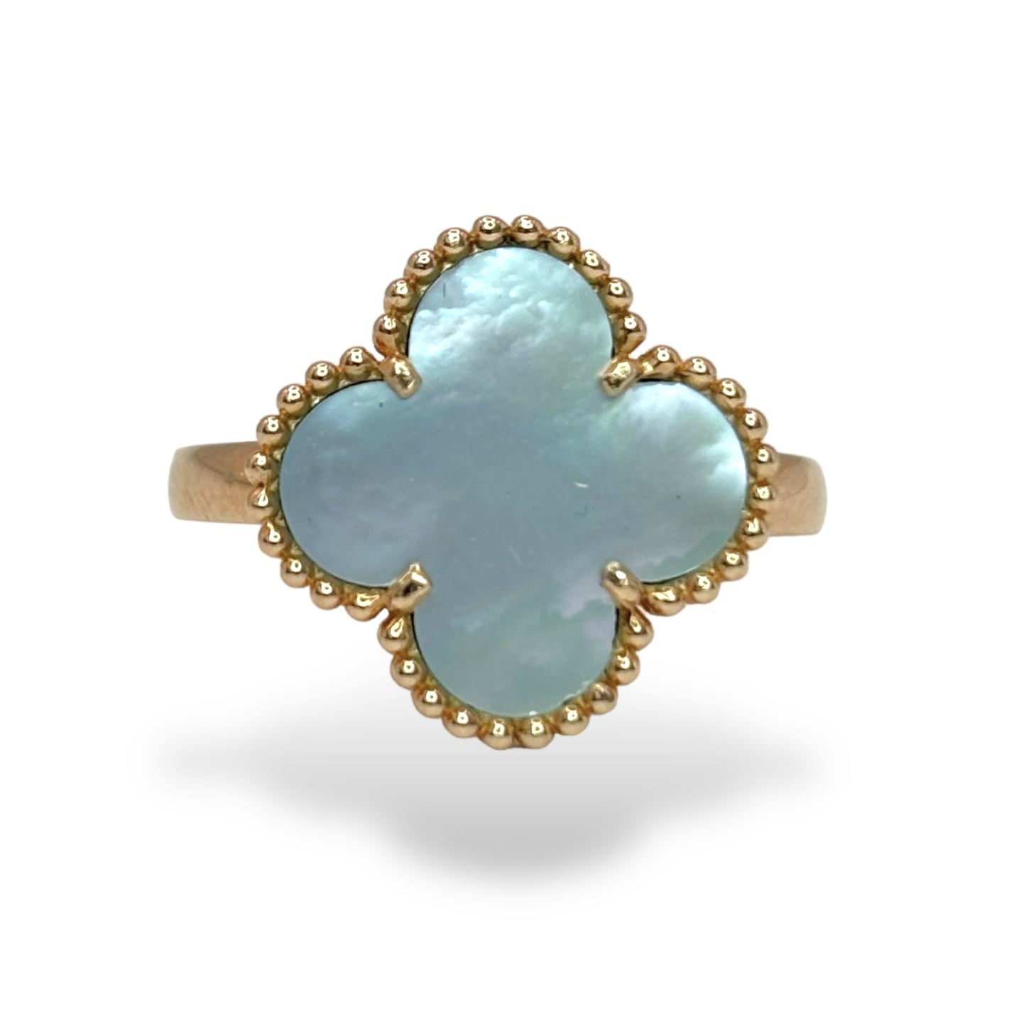 14KT ROSE GOLD CLOVER RING (MOTHER OF PEARL)