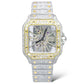 CARTIER SANTOS XL 41MM SKELETON FACE 18KT YELLOW GOLD TWO-TONE VVS-1 NATURAL DIAMOND BUSTDOWN WATCH (Ref.WHSA0019)