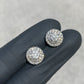 14KT WHITE GOLD “LARGE MOUNTED PAVE” CLUSTER 1.5CTW EARRINGS