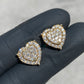 SOLID 14KT "LARGE HEART" VVS-1 DIAMOND CLUSTERS 1.02CTW EARRINGS