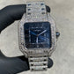 CARTIER SANTOS XL VVS-1 NATURAL DIAMOND DEEP SEA BLUE DIAL 18CTW