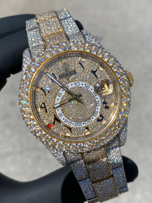 ROLEX SKY-DWELLER 42MM FULL VVS-1 NATURAL DIAMOND "BUSTDOWN" 23CT.