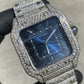 CARTIER SANTOS XL VVS-1 NATURAL DIAMOND DEEP SEA BLUE DIAL 18CTW