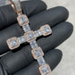 SOLID 14KT GOLD BAGUETTE AND ROUND VVS-1 DIAMOND HYBRID CLUSTER CROSS PENDANT