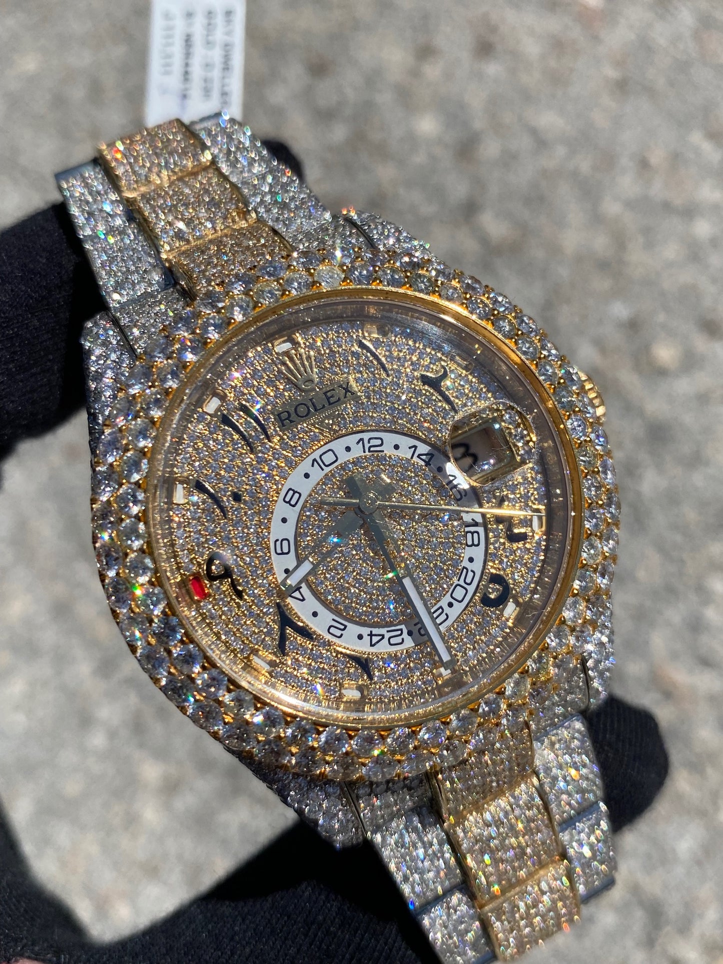 ROLEX SKY-DWELLER 42MM FULL VVS-1 NATURAL DIAMOND "BUSTDOWN" 23CT.